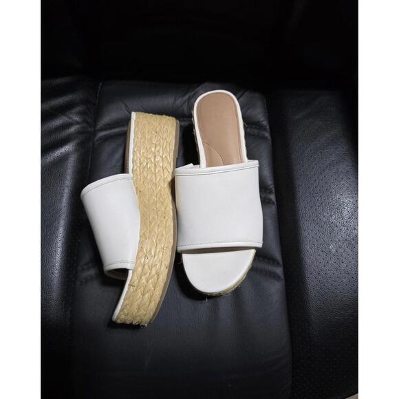 Time & Tru Raffia Platform Slide Sandal White Size 7-1/2 - Picture 2 of 8